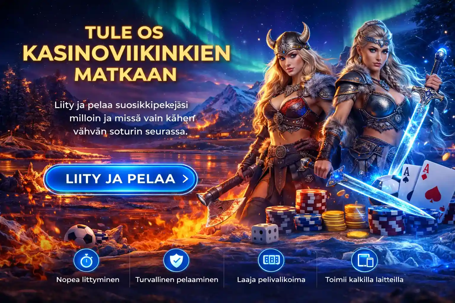 Viikinkiteemainen kasino aloitusnäkymä suomalaisille pelaajille